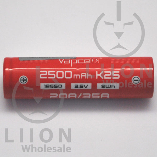 Vapcell K25 18650 20A/35A Flat Top 2500mah Battery - Genuine Liion Wholesale Batteries Vapcell K25 18650 20A/35A Flat Top 2500mah Battery - Genuine Liion Wholesale Batteries