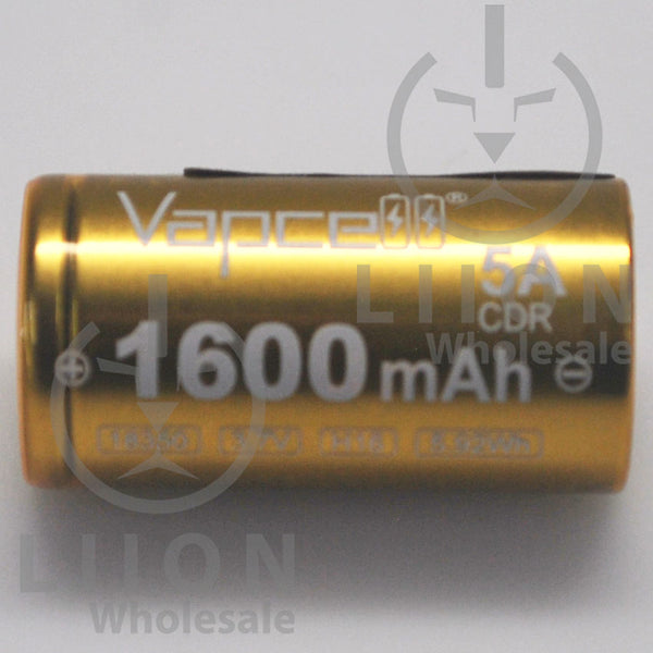 Vapcell H16 18350 5A Flat Top 1600mAh Battery - Genuine  Liion Wholesale  Batteries