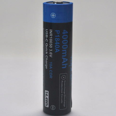 Protected Vapcell P1840A 18650 10A Button Top 4000mah USB-C Battery