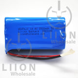 4S1P 14.8V 3500mAh 18650 Battery with Wires and Connector - LG MJ1 cell inside - Side