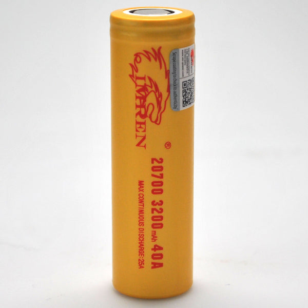 IMREN 20700 3200mAh 25A/40A Flat Top Battery - Genuine - Clearance  Liion  Wholesale Batteries