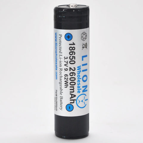 Protected 2600mAh 10A 18650 Button Top Battery
