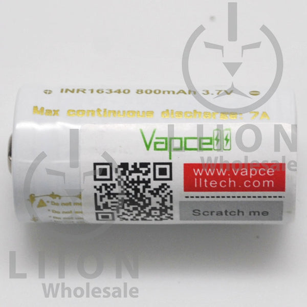 Vapcell 16340 7A Button Top 800mAh Battery