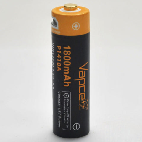 Protected Vapcell P1418A 14500 1.5A Button Top 1800mah 1.5V USB Battery