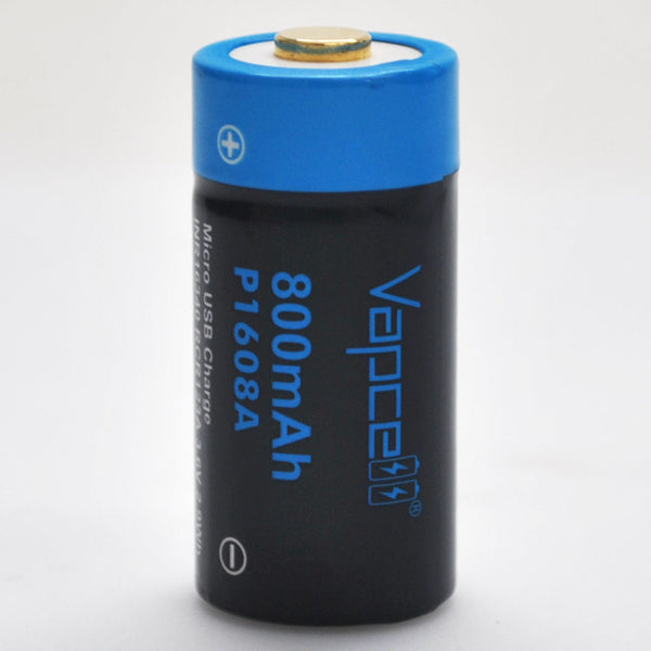 Protected Vapcell P1608A 16340 3A Button Top 800mah USB Battery - Genuine Protected Vapcell P1608A 16340 3A Button Top 800mah USB Battery - Genuine