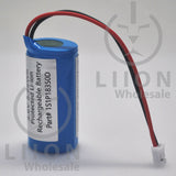 1S1P18350D 3.6V 1100mAh 18350 size battery pack with wire leads and connector - Side