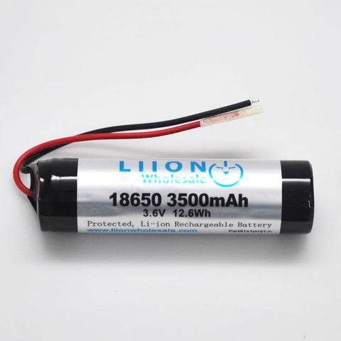 1S1P 3.6V (3.7V) 3500mAh 10A 18650 Battery with Wire Leads - LG
