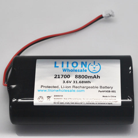 NSB-001 1S2P 3.6V 8800mAh 2A 21700 Battery with Wires and Connector