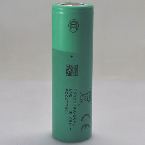 EVE INR21700/50PL 50A 5000mAh Flat Top 21700 Battery