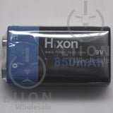 Hixon 9V 850mAh 6.46Wh Battery - Side