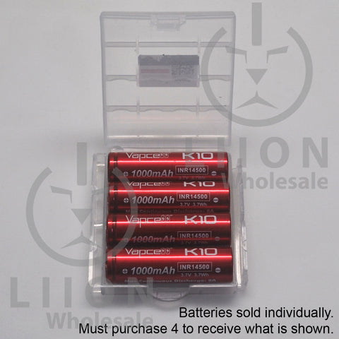 Vapcell K10 14500 8A Flat Top 1000mAh Battery - Genuine Liion Wholesale Batteries Vapcell K10 14500 8A Flat Top 1000mAh Battery - Genuine Liion Wholesale Batteries