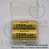 Vapcell T25 LiFePO4 IFR26650 60A/100A Flat Top 2500mAh Battery - Case