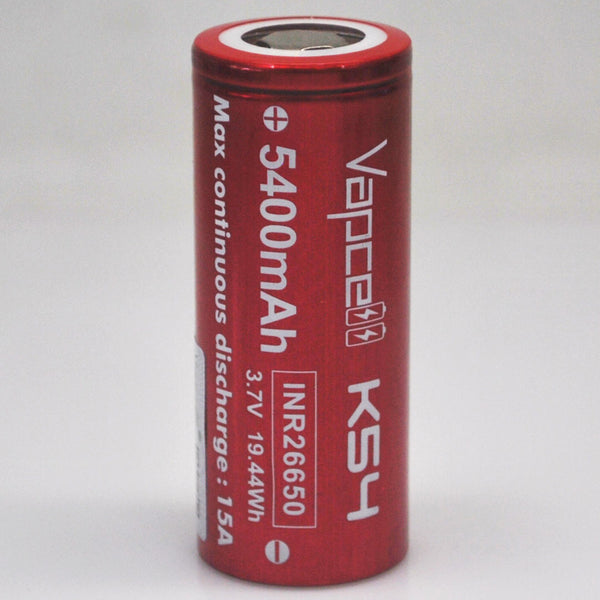 Vapcell K54 26650 15a Flat Top 5400mah Battery Genuine Liion Wholesale Batteries 1570