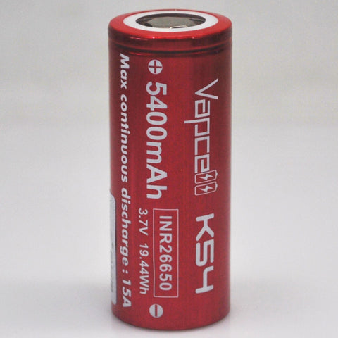 Vapcell K54 26650 15A Flat Top 5400mAh Battery - Genuine Liion Wholesale Batteries Vapcell K54 26650 15A Flat Top 5400mAh Battery - Genuine Liion Wholesale Batteries