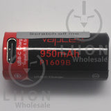 Protected Vapcell P1609B 16340 3A Button Top 950mah Battery - Side