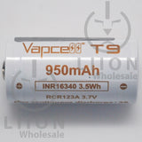 Vapcell T9 16340/RCR123A 3A Button Top 950mAh Battery - Side