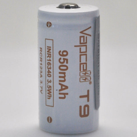 Vapcell T9 16340/RCR123A 3A Button Top 950mAh Battery - Genuine Liion Wholesale Batteries Vapcell T9 16340/RCR123A 3A Button Top 950mAh Battery - Genuine Liion Wholesale Batteries