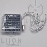 XTAR USB-C AA Size Button Top 4100mWh 1.5V 4 Pack Battery Kit - In Box
