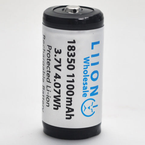 Protected 1100mAh 10A 18350 Button Top Battery