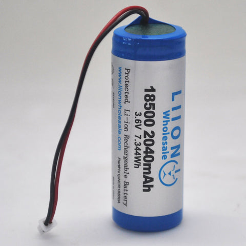 1S1PNCR18500A 3.6V 2040mAh 18500 size battery pack with wire leads (replaces UR18500 Battery Pack)
