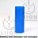 Blue 26650 battery wrap on battery side view