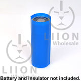 Blue 26650 battery wrap on battery with insulator