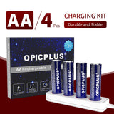 OpicPlus AA Size Button Top 2800mWh 1.5V Battery Kit with charger - 4 Pack