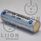Protected 5000mAh 10A 21700 Button Top Battery - Negative