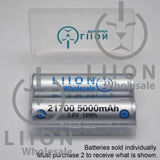 Protected 5000mAh 10A 21700 Button Top Battery - In case
