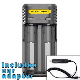 Nitecore Q2 2-bay Digital Lithium Ion Battery Charger w/ Car Adapter - Black