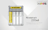 Nitecore Q4 4-bay Lithium Ion Battery Charger - Clear