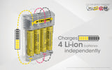 Nitecore Q4 4-bay Lithium Ion Battery Charger - Clear