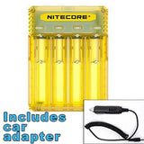 Nitecore Q4 4-bay Digital Lithium Ion Battery Charger w/ Car Adapter - Yellow