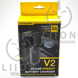 Nitecore V2 2-Bay In-Car Lithium Ion Battery Charger - Box