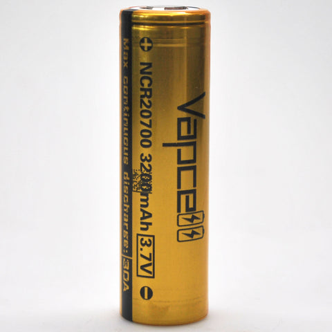 Vapcell 20700 Gold/Black 30A Flat Top 3200mAh Battery