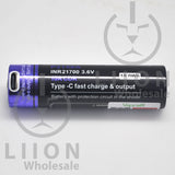 Protected Vapcell P2150A 21700 10A Button Top 5000mah USB Battery - Side