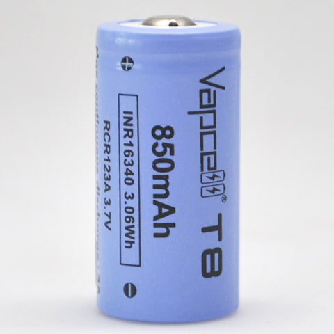 Vapcell T8 16340/RCR123A 3A Button Top 850mAh Battery - Genuine Liion Wholesale Batteries Vapcell T8 16340/RCR123A 3A Button Top 850mAh Battery - Genuine Liion Wholesale Batteries