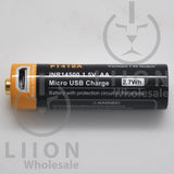Protected Vapcell P1418A 14500 1.5A Button Top 1800mah 1.5V USB Battery - Side