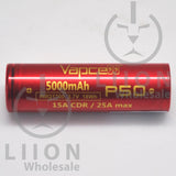 Vapcell P50 21700 15A/25A Flat Top 5000mAh Battery - Side