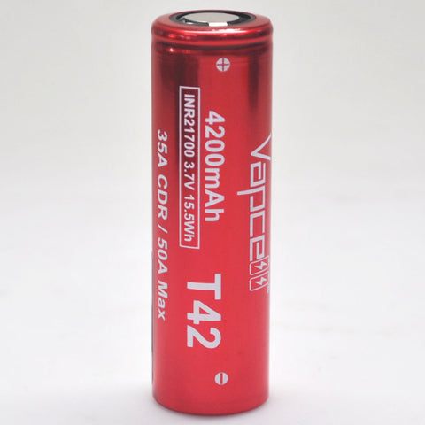Vapcell T42 21700 35A/50A Flat Top 4200mAh Battery