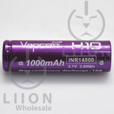 Vapcell H10 14500 Purple/White 10A Flat Top 1000mAh Battery - Side